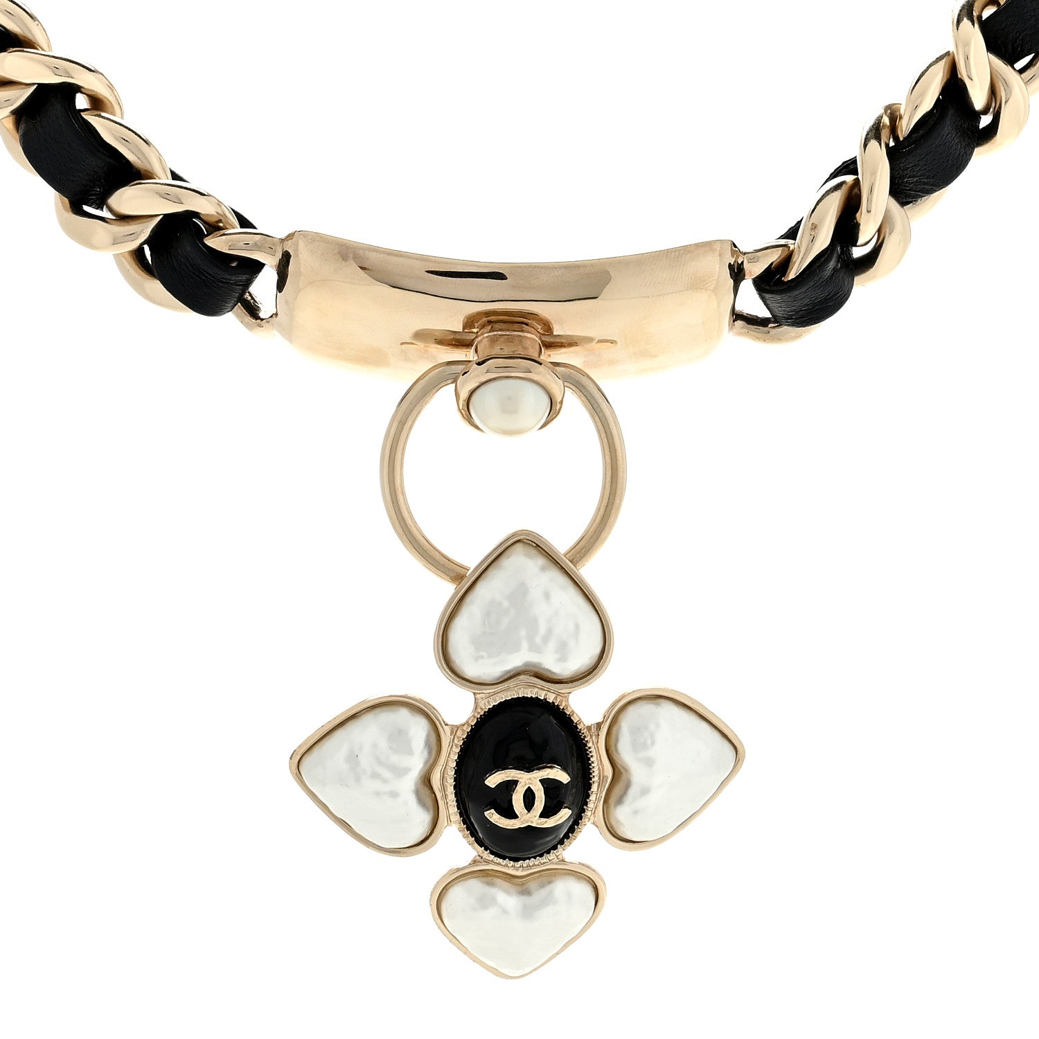 Chanel Lambskin Pearl Resin CC Choker Gold Black 1 of 4