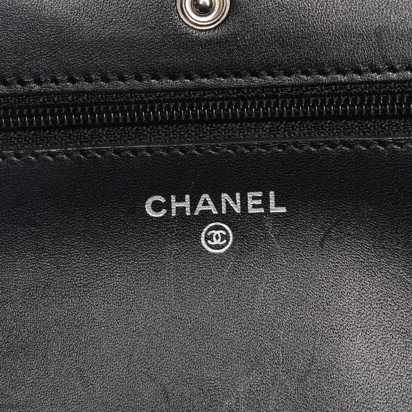 Calfskin Quilted Cambon Wallet On Chain WOC Black