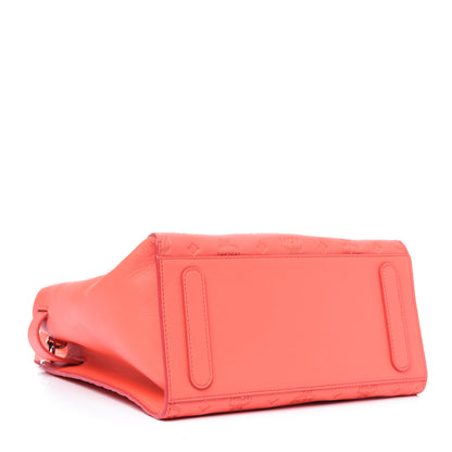 MCM Calfskin Ottomar Monogram Essential Bucket Bag Hot Coral 4 of 4