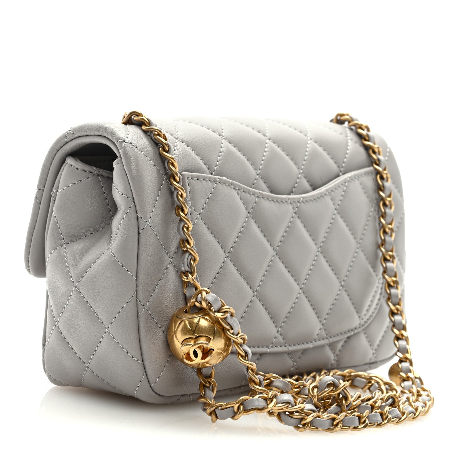 Chanel Lambskin Quilted Mini Rectangular Pearl Crush Flap Grey 2 of 9