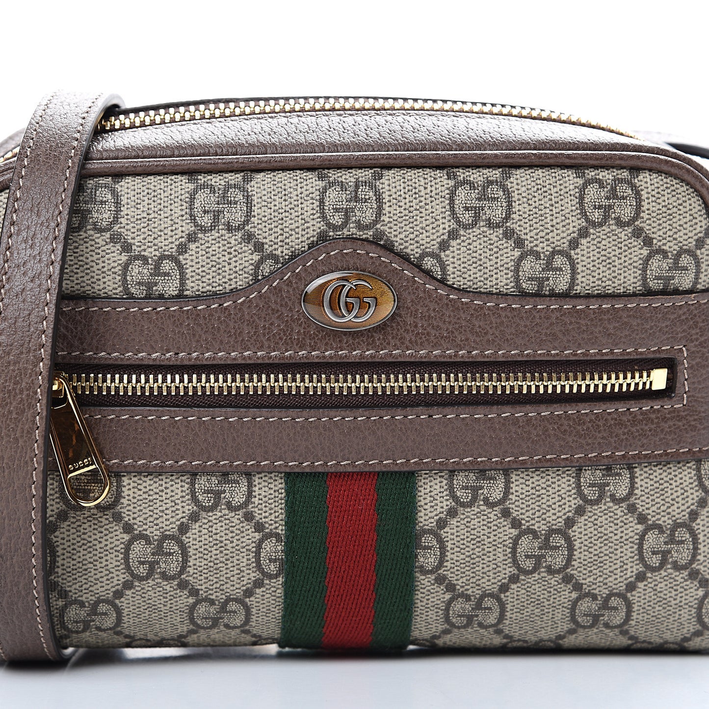 GG Supreme Monogram Web Mini Ophidia Shoulder Bag Brown