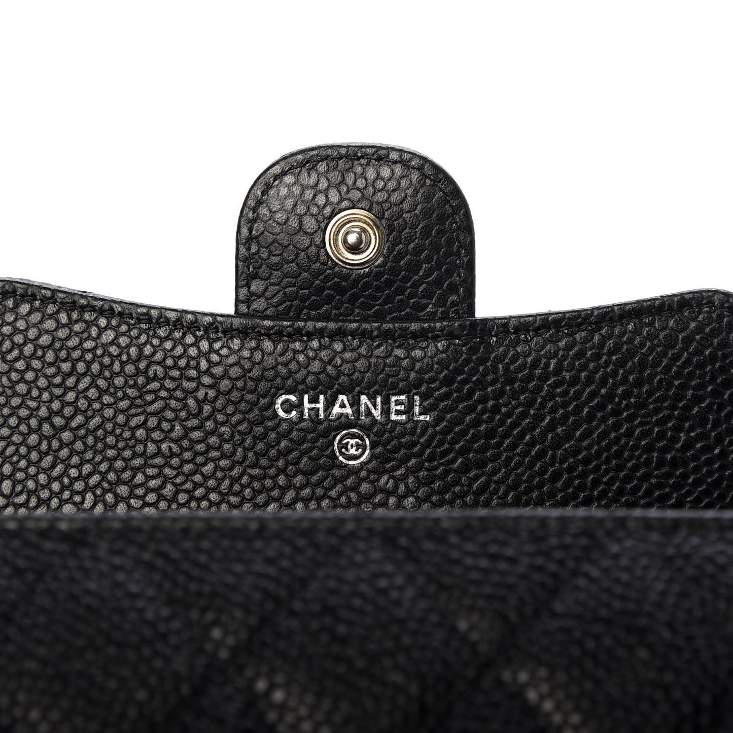 Caviar Quilted Compact Flap Wallet Black