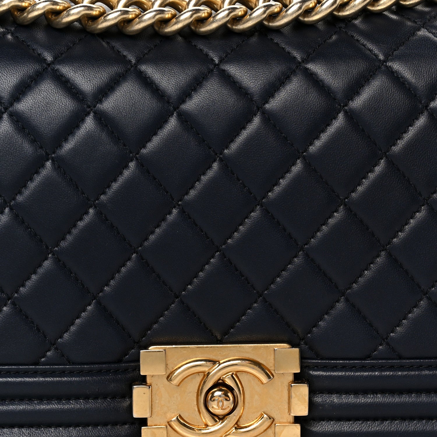 Chanel Lambskin Quilted Medium Boy Flap Dark Navy 8 of 10