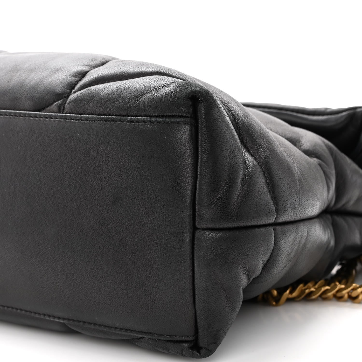 Saint Laurent Lambskin Quilted Medium Loulou Puffer Monogram Chain Satchel Black 9 of 10