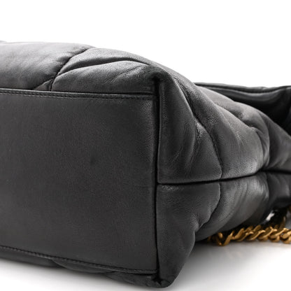 Saint Laurent Lambskin Quilted Medium Loulou Puffer Monogram Chain Satchel Black 9 of 10