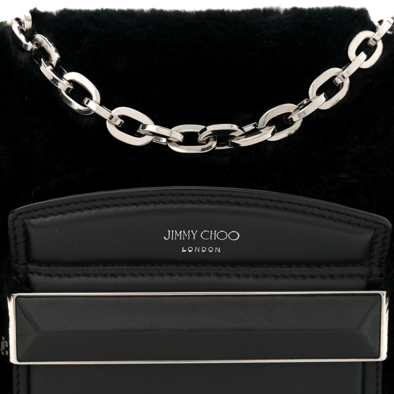 Jimmy Choo Faux Fur Carolina Chain Shoulder Bag Black 8 of 11