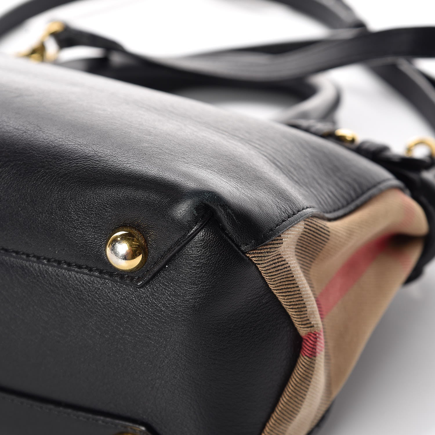 Burberry Calfskin House Check Small Banner Tote Black 13 of 17