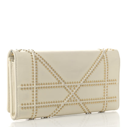Christian Dior Calfskin Studded Diorama Croisiere Chain Wallet White 3 of 14