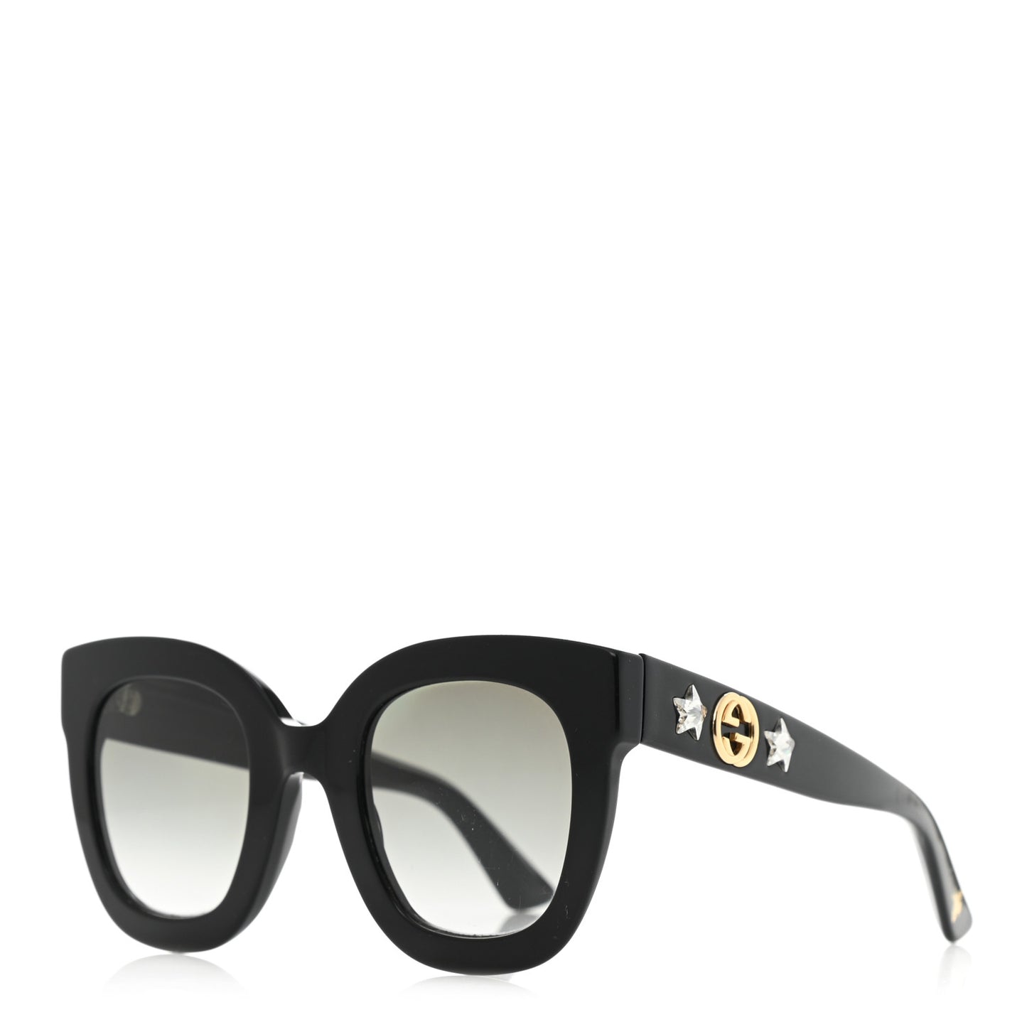 Acetate Crystal Star Round Frame Sunglasses GG0208S Black
