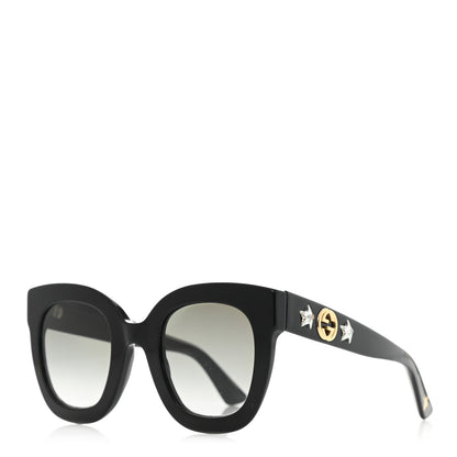 Gucci Acetate Crystal Star Round Frame Sunglasses GG0208S Black 1 of 7