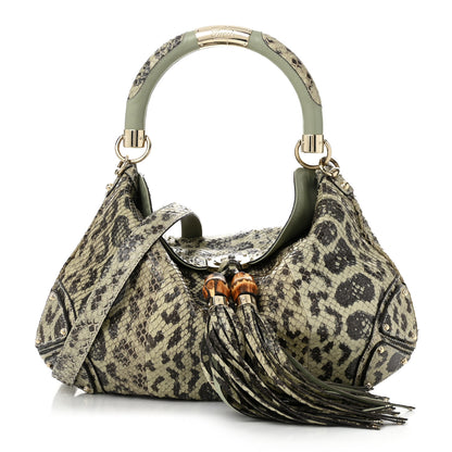 Gucci Python Medium Indy Top Handle Hobo Green Multicolor 1 of 10