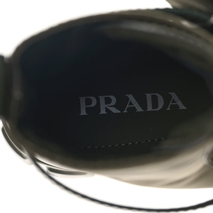 Prada Spazzolato Rois Re-Nylon Metal Triangle Logo Monolith Pouch Pocket 55mm Boots 38.5 Militare 7 of 8