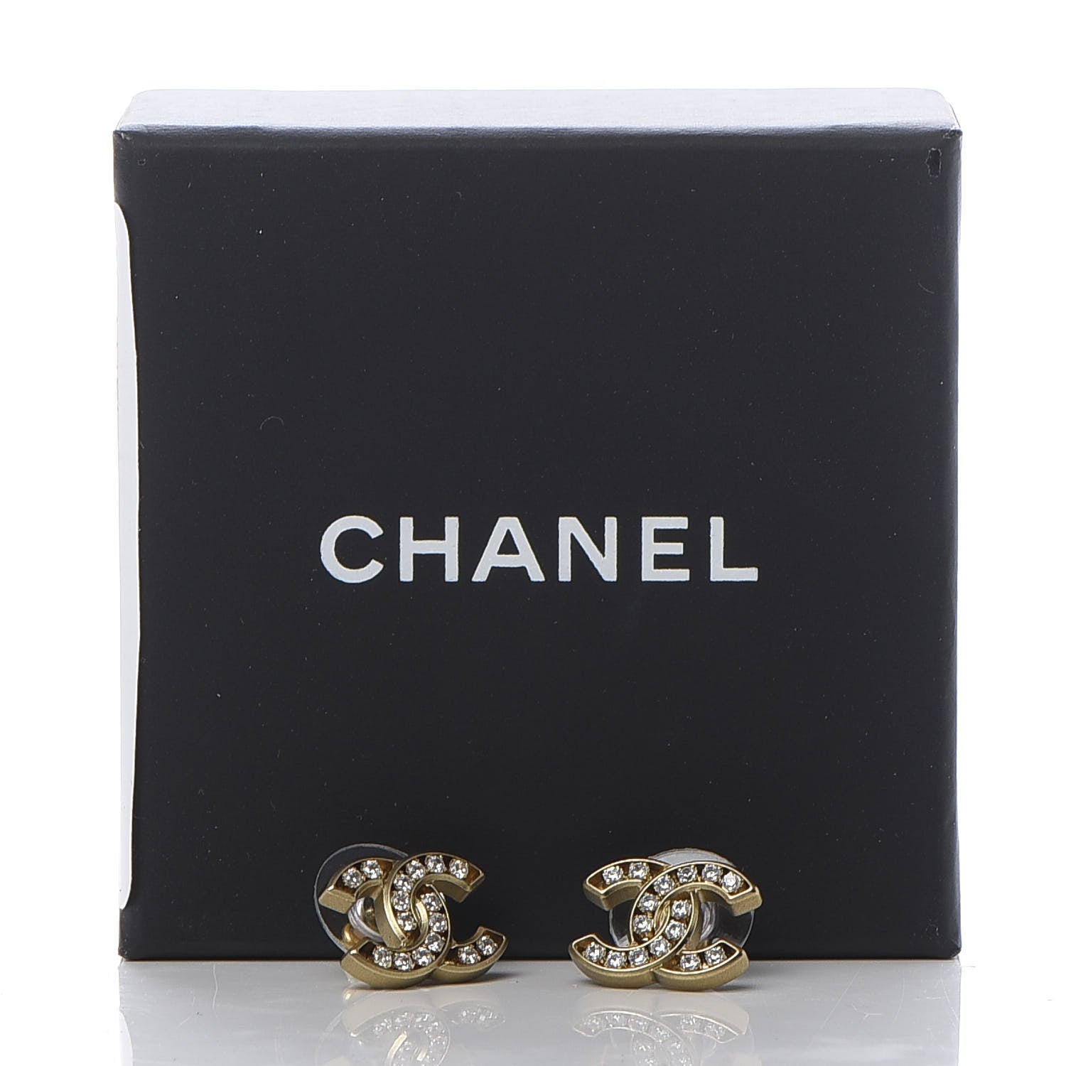 Chanel Crystal CC Earrings Gold 6 of 6