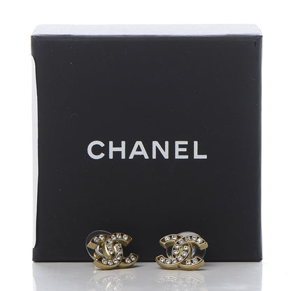 Chanel Crystal CC Earrings Gold 6 of 6