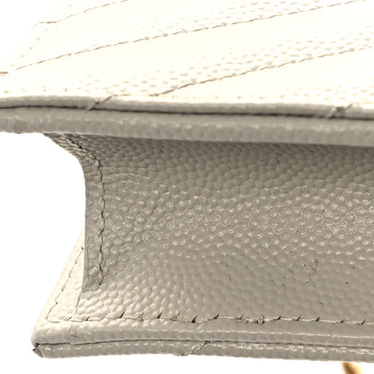 Saint Laurent Grain De Poudre Matelasse Chevron Monogram Envelope Chain Wallet Crema Soft 9 of 12