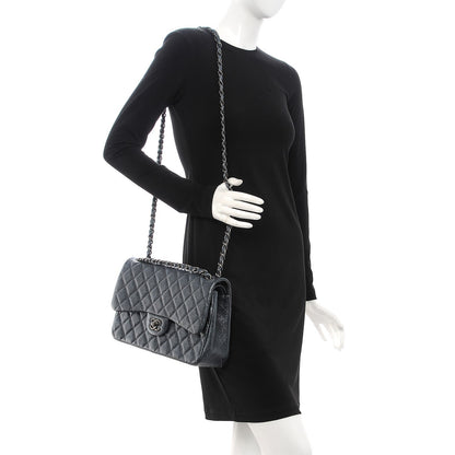 Chanel Pearly Caviar Quilted Jumbo Double Flap Grey 2 of 9