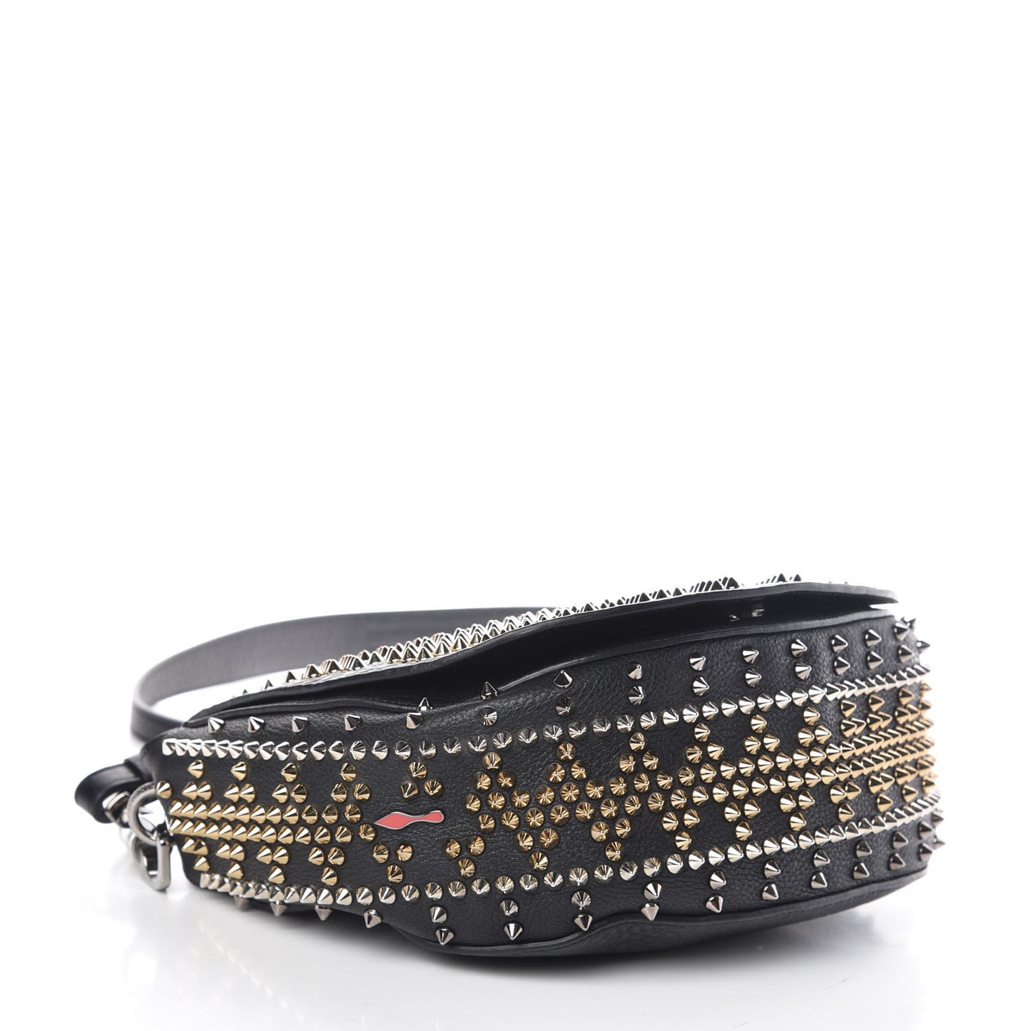 Calfskin Mix Chevron Spikes Panettone Messenger Black