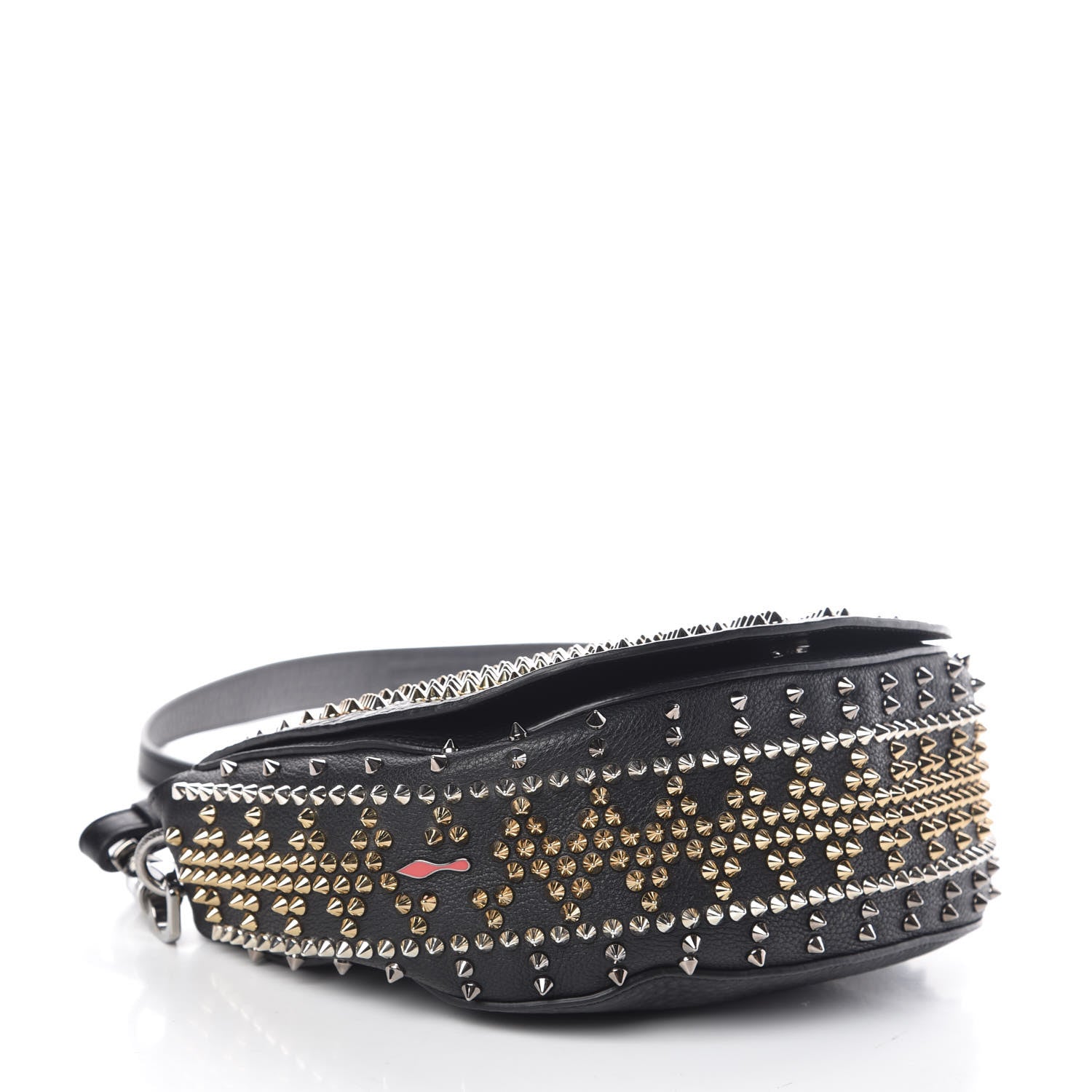 Christian Louboutin Calfskin Mix Chevron Spikes Panettone Messenger Black 5 of 10