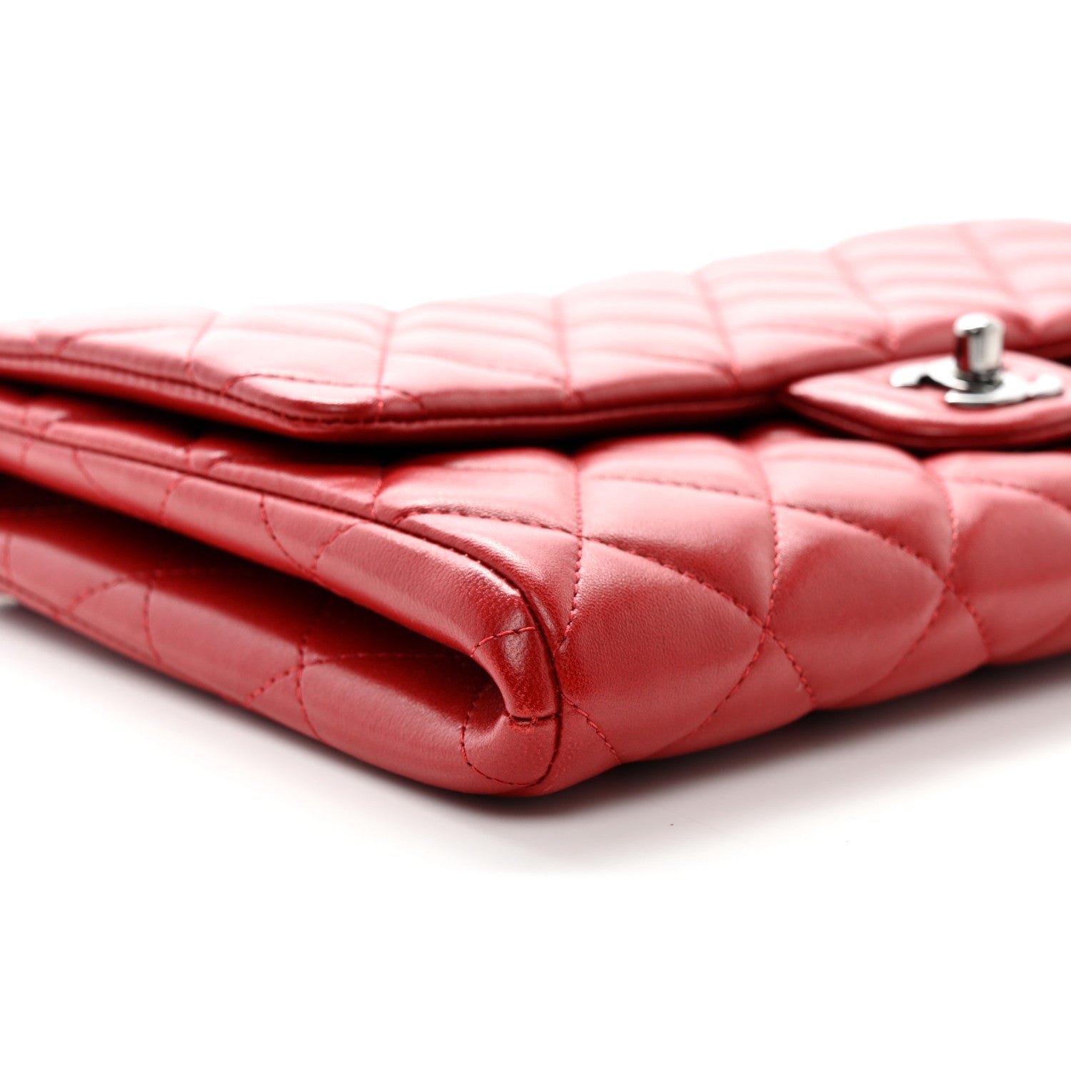 Chanel Lambskin Quilted Clutch With Chain Flap Red 9 of 10