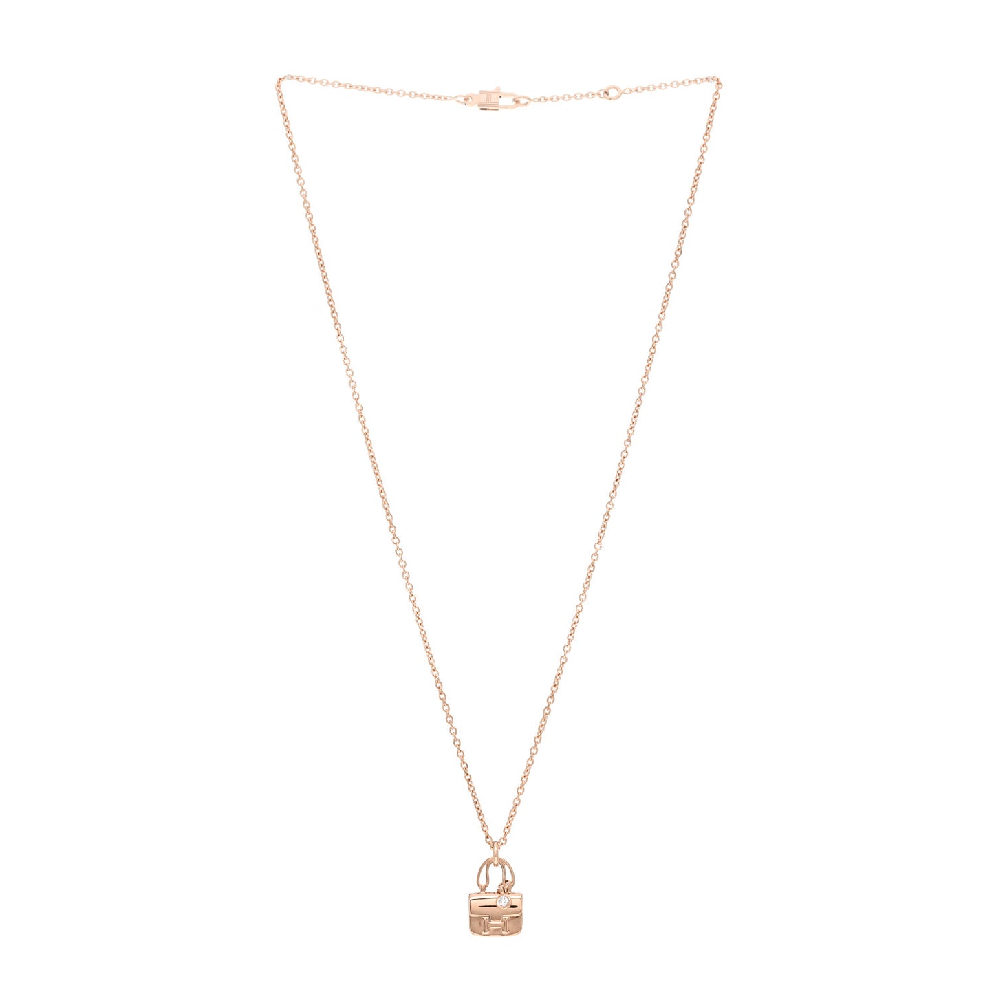 18K Rose Gold Diamond Constance Amulettes Charm Pendant Necklace