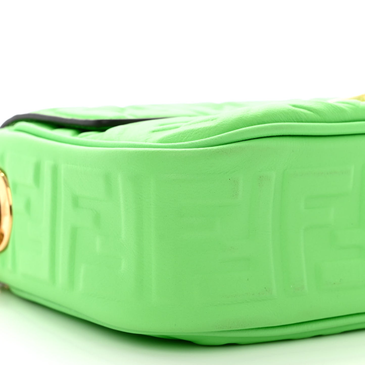 Nappa Small FF Embossed Midi Chain Baguette Edamame