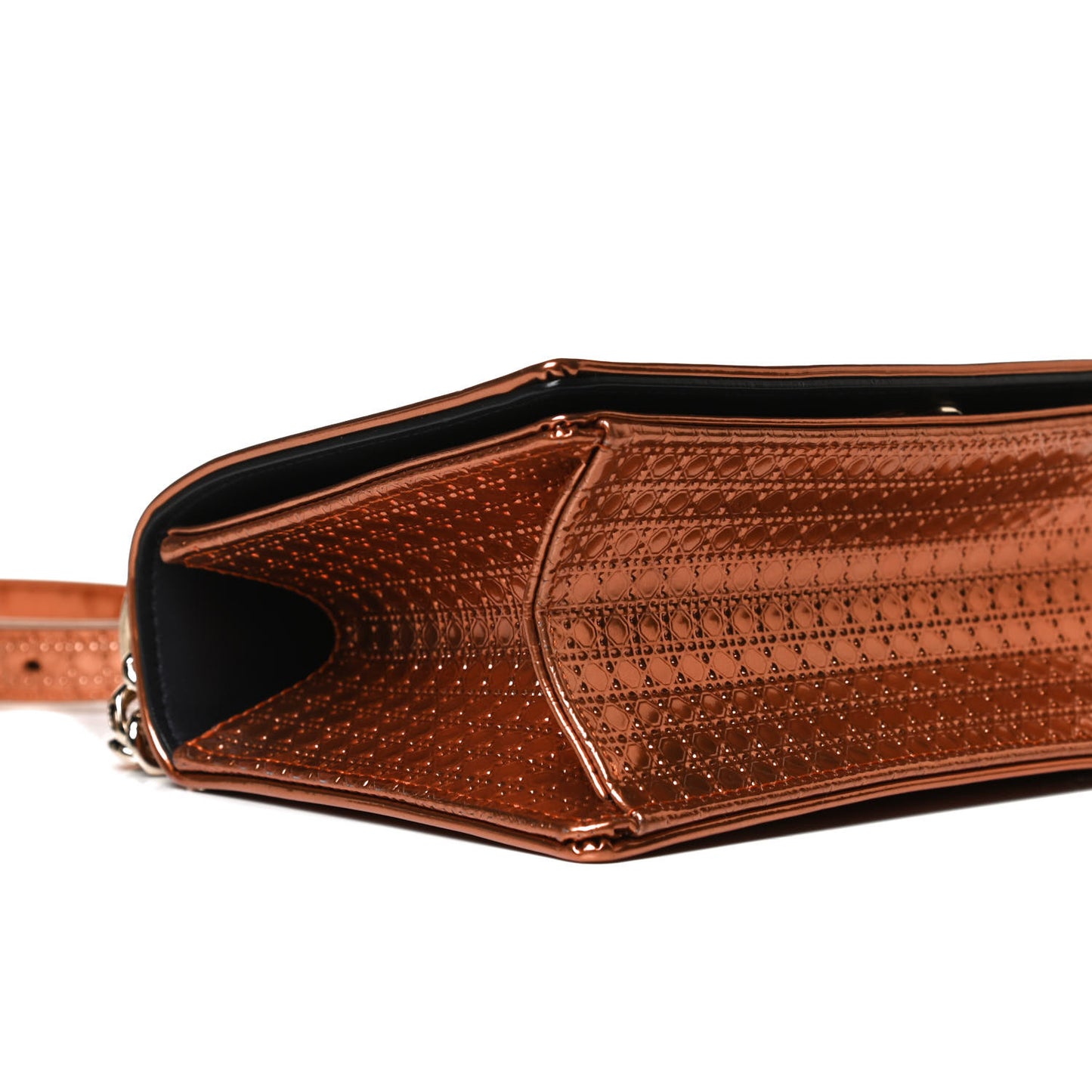 Metallic Patent Micro-Cannage Medium Diorama Flap Bag Orange