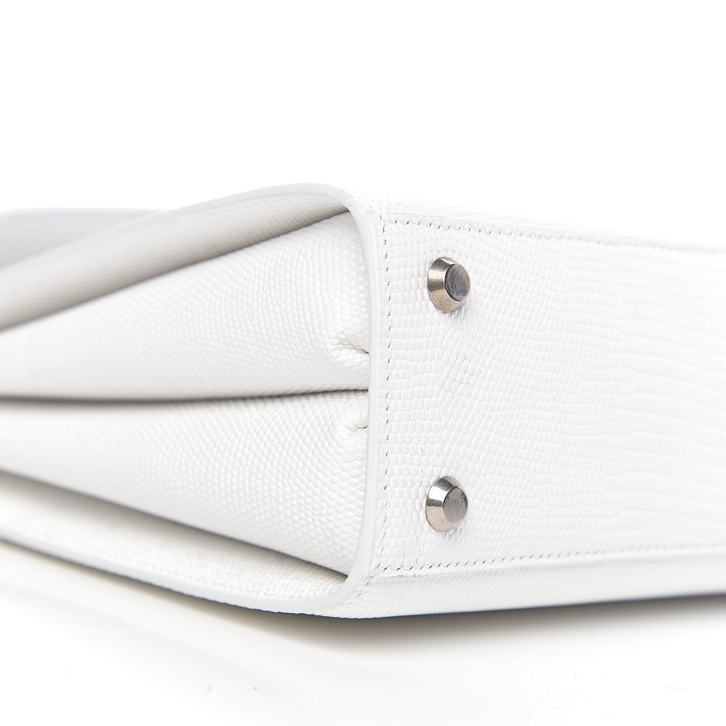 Patent Calfskin Lizard Embossed Medium Ghost Shoulder Bag Optic White
