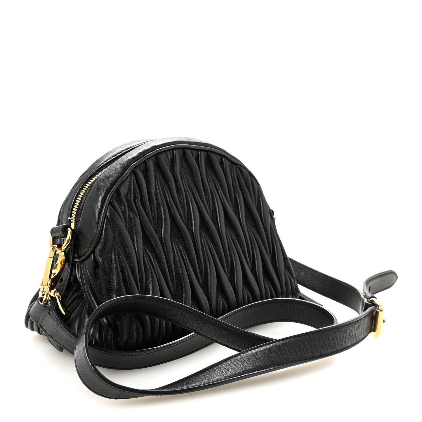 Nappa Matelasse Dome Crossbody Black