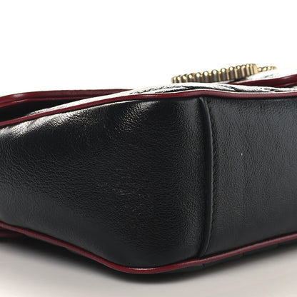 Gucci Vintage Effect Calfskin Matelasse Diagonal Small Torchon GG Marmont Shoulder Bag Black Romantic Cherry 9 of 10