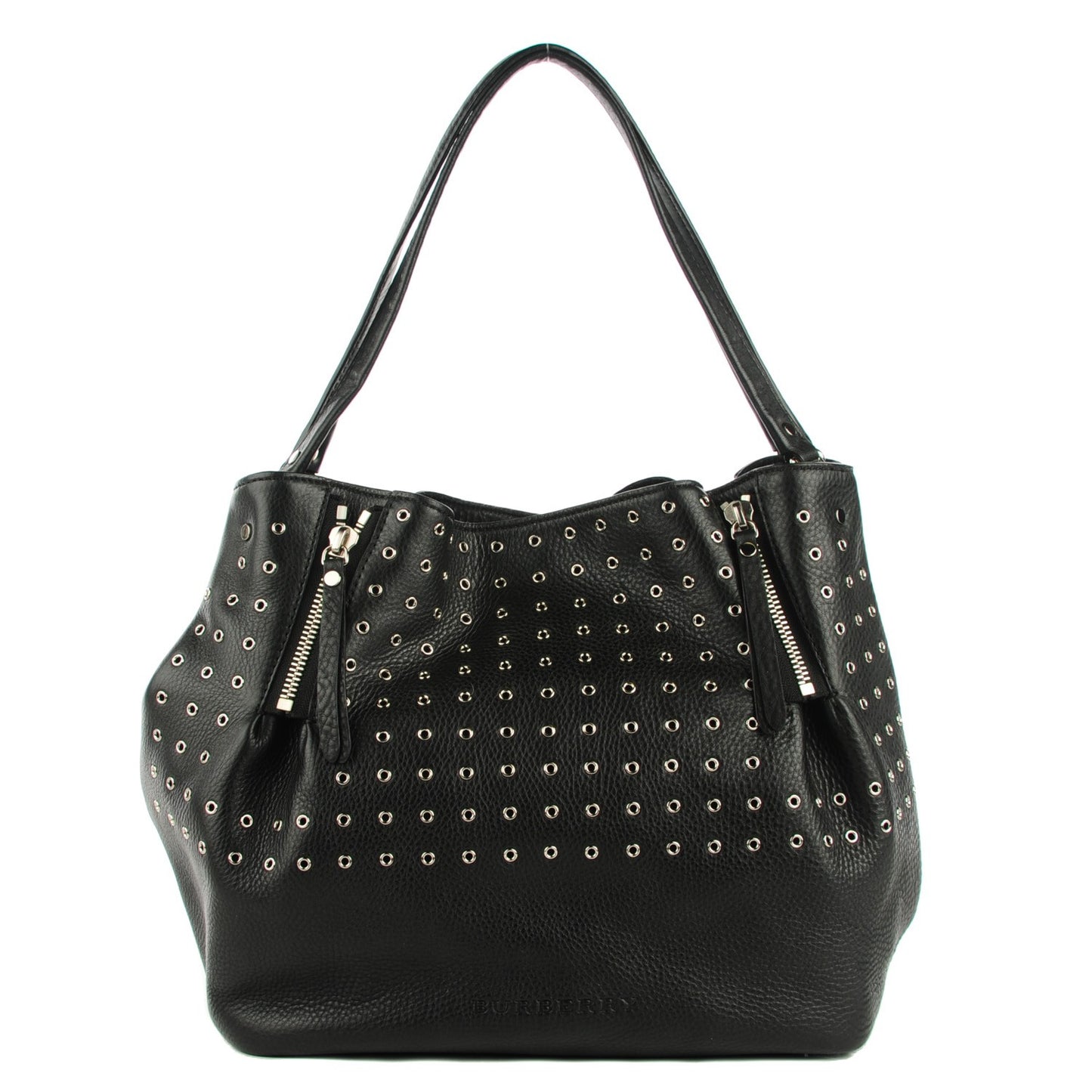Calfskin Grommet Medium Maidstone Shoulder Bag Black