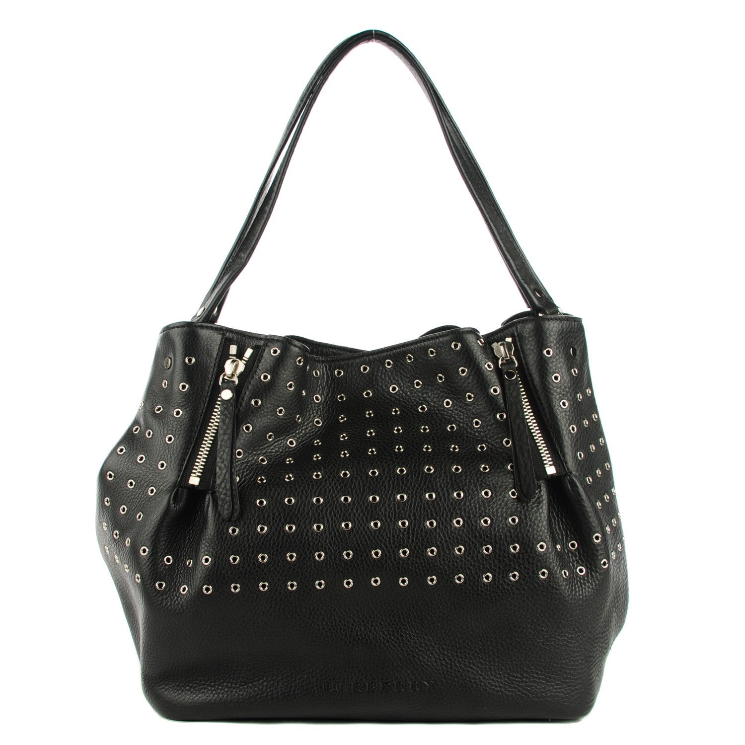 Burberry Calfskin Grommet Medium Maidstone Shoulder Bag Black 1 of 8