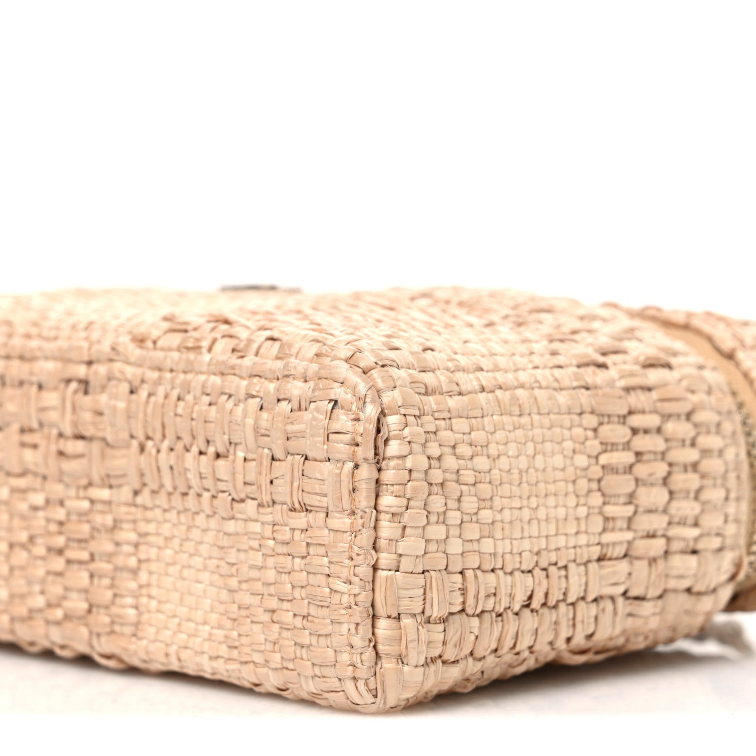 Chanel Braided Raffia Quilted Top Handle Slim Vanity Case With Chain Beige 10 of 10