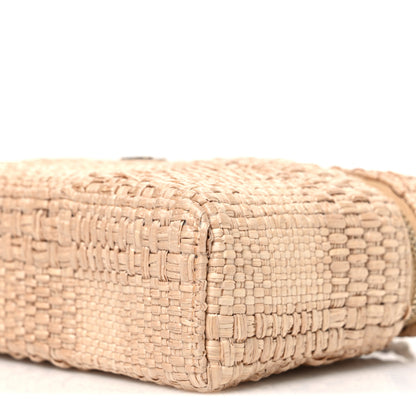 Chanel Braided Raffia Quilted Top Handle Slim Vanity Case With Chain Beige 10 of 10