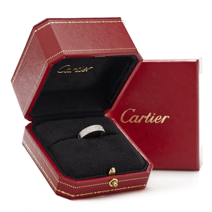 Cartier 18K White Gold Diamond 4mm LOVE Wedding Paved Band Ring 53 6.5 10 of 10