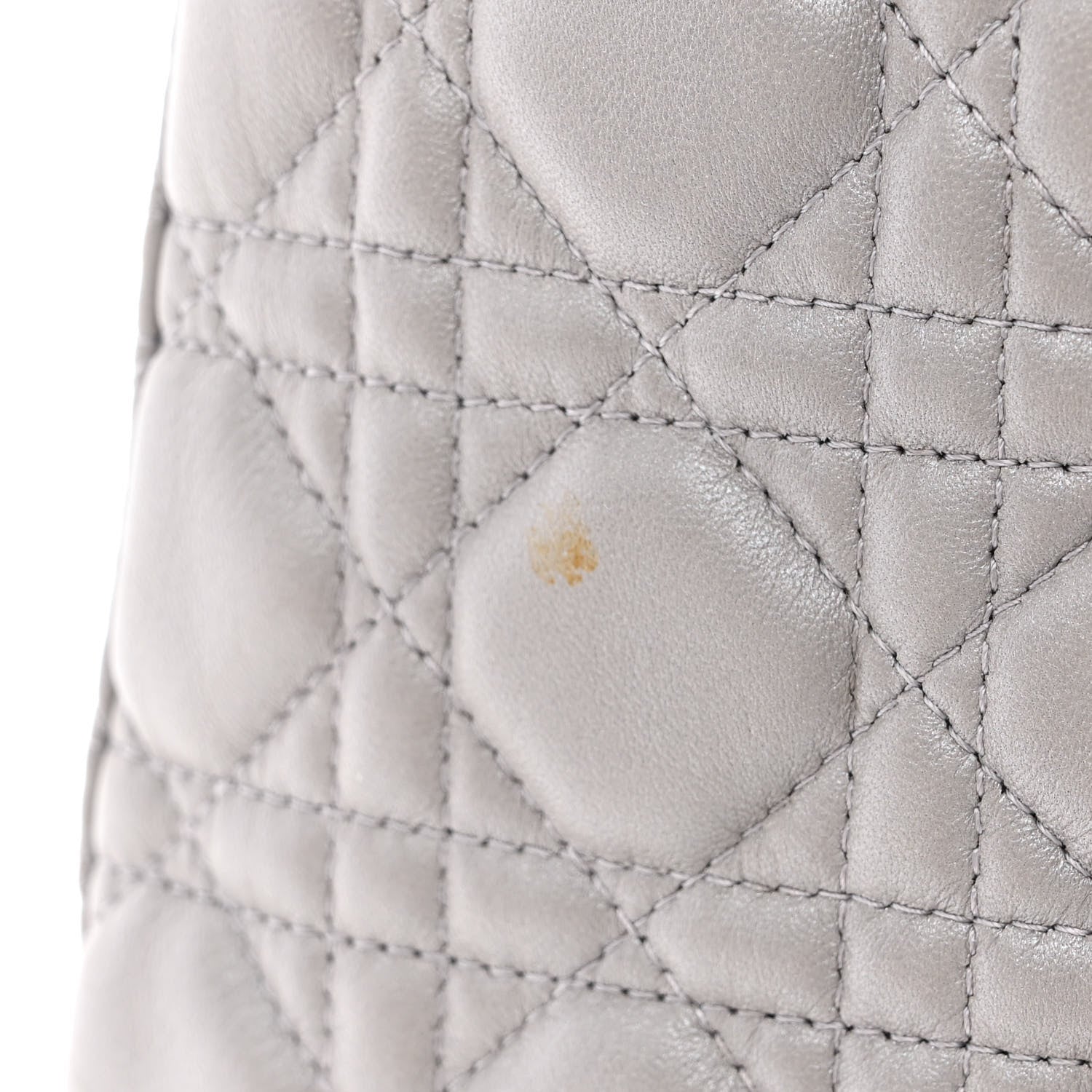 Christian Dior Metallic Lambskin Cannage Large Lady Dior Light Grey 13 of 14