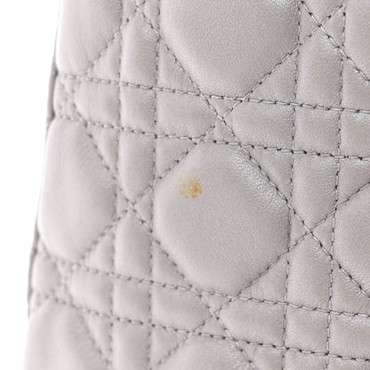 Christian Dior Metallic Lambskin Cannage Large Lady Dior Light Grey 13 of 14