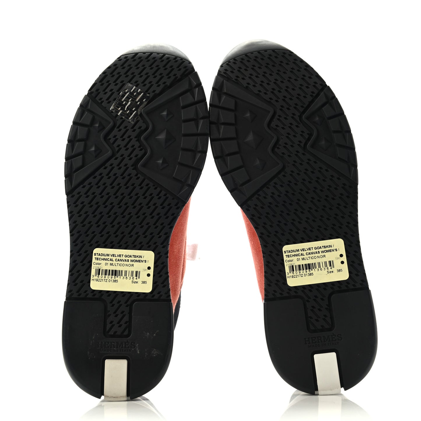 Technical Canvas Suede Goatskin Womens Stadium Sneakers 38.5 Black Multicolor