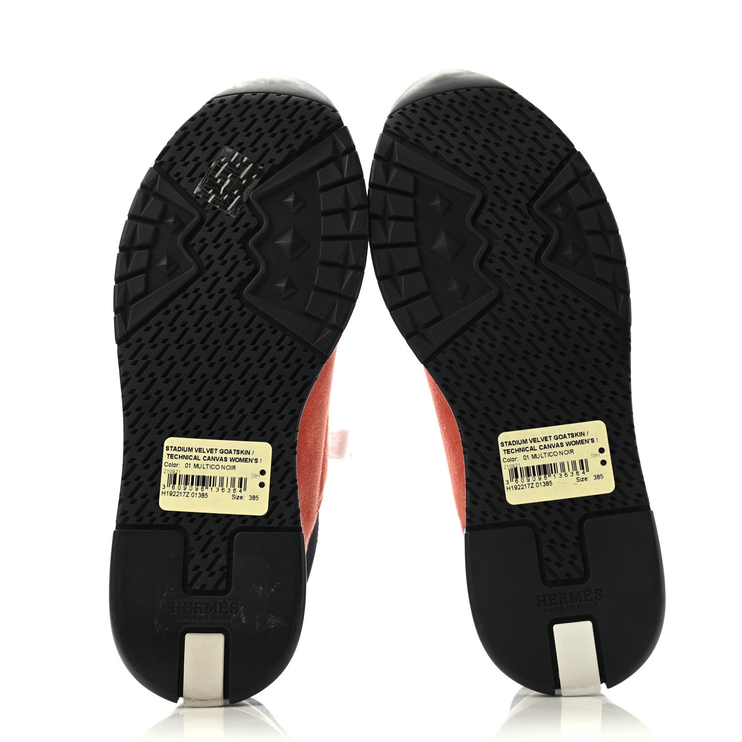 Hermes Technical Canvas Suede Goatskin Womens Stadium Sneakers 38.5 Black Multicolor 7 of 10