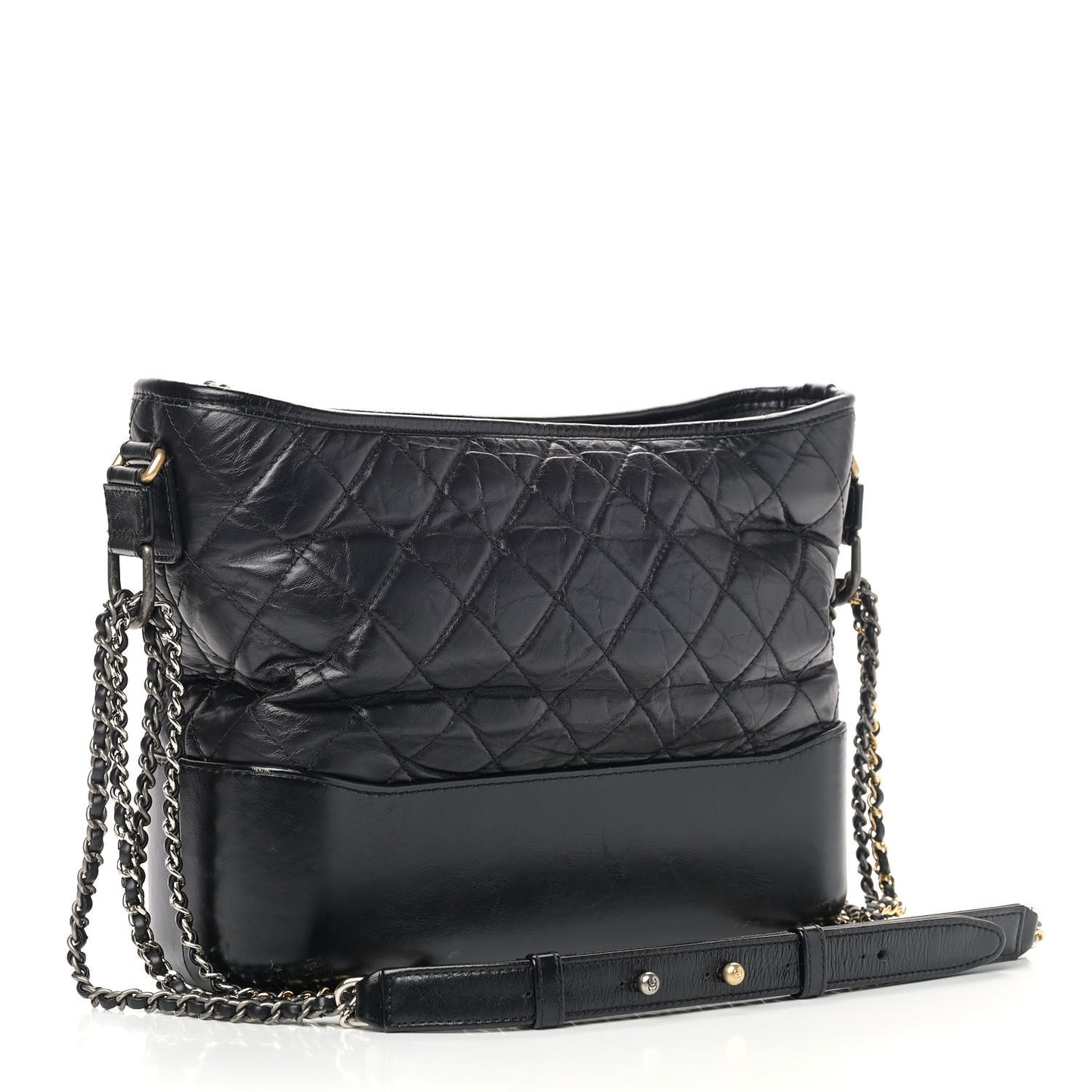 Aged Calfskin Quilted Medium Gabrielle Hobo Black
