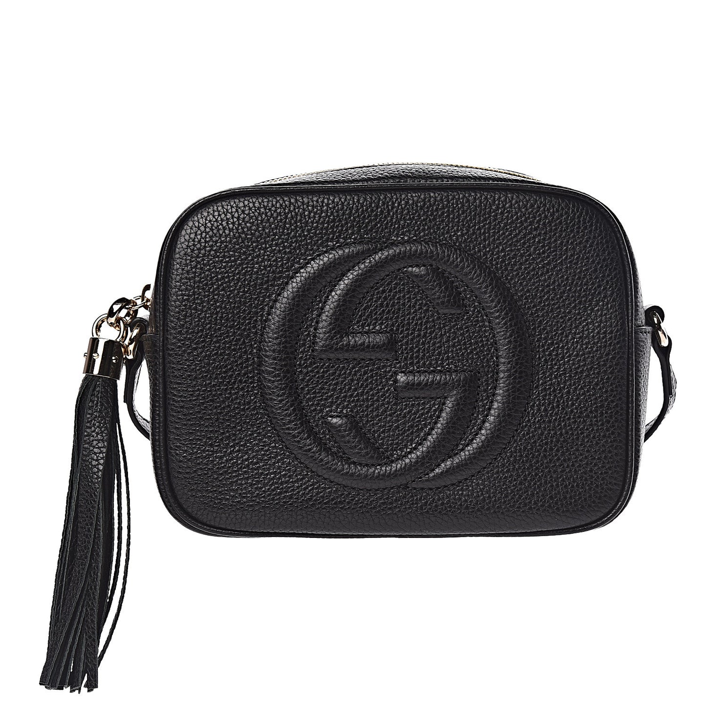 Pebbled Calfskin Small Soho Disco Bag Black