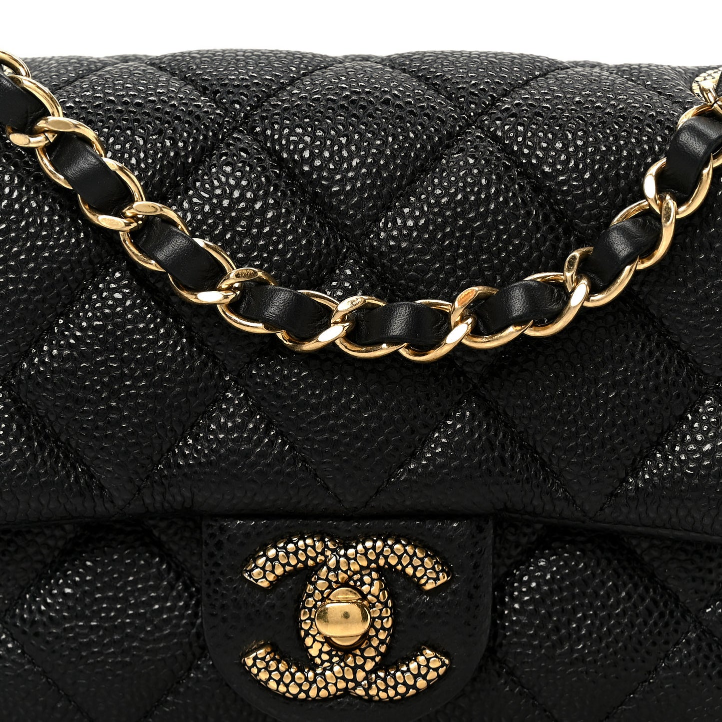 Grained Lambskin Quilted Mini Flap Black