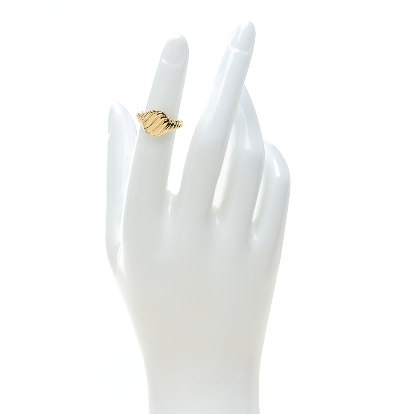 18K Yellow Gold Sculpted Cable Pinky Ring 45 3.5