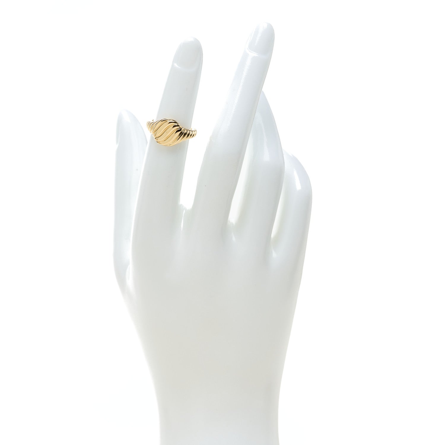 David Yurman 18K Yellow Gold Sculpted Cable Pinky Ring 45 3.5 2 of 4