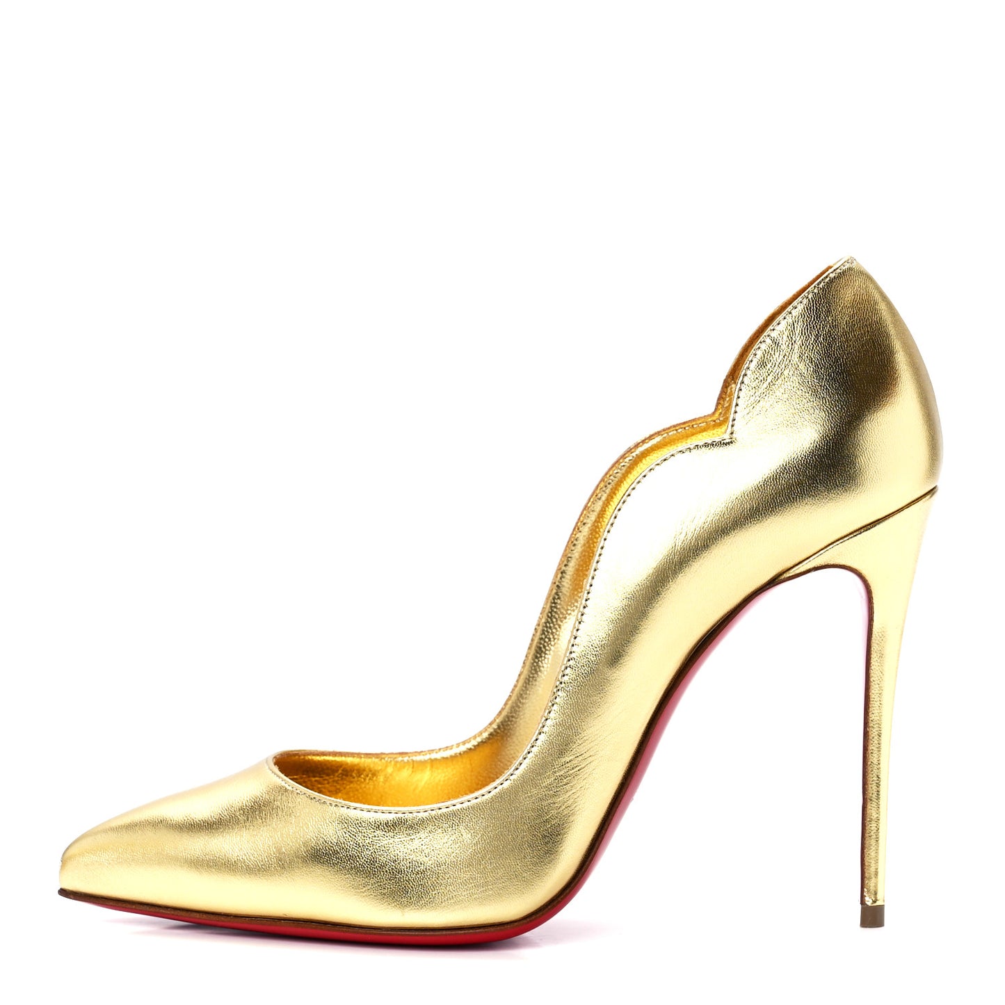 Metallic Calfskin Hot Chick 100 Pumps 38 Gold