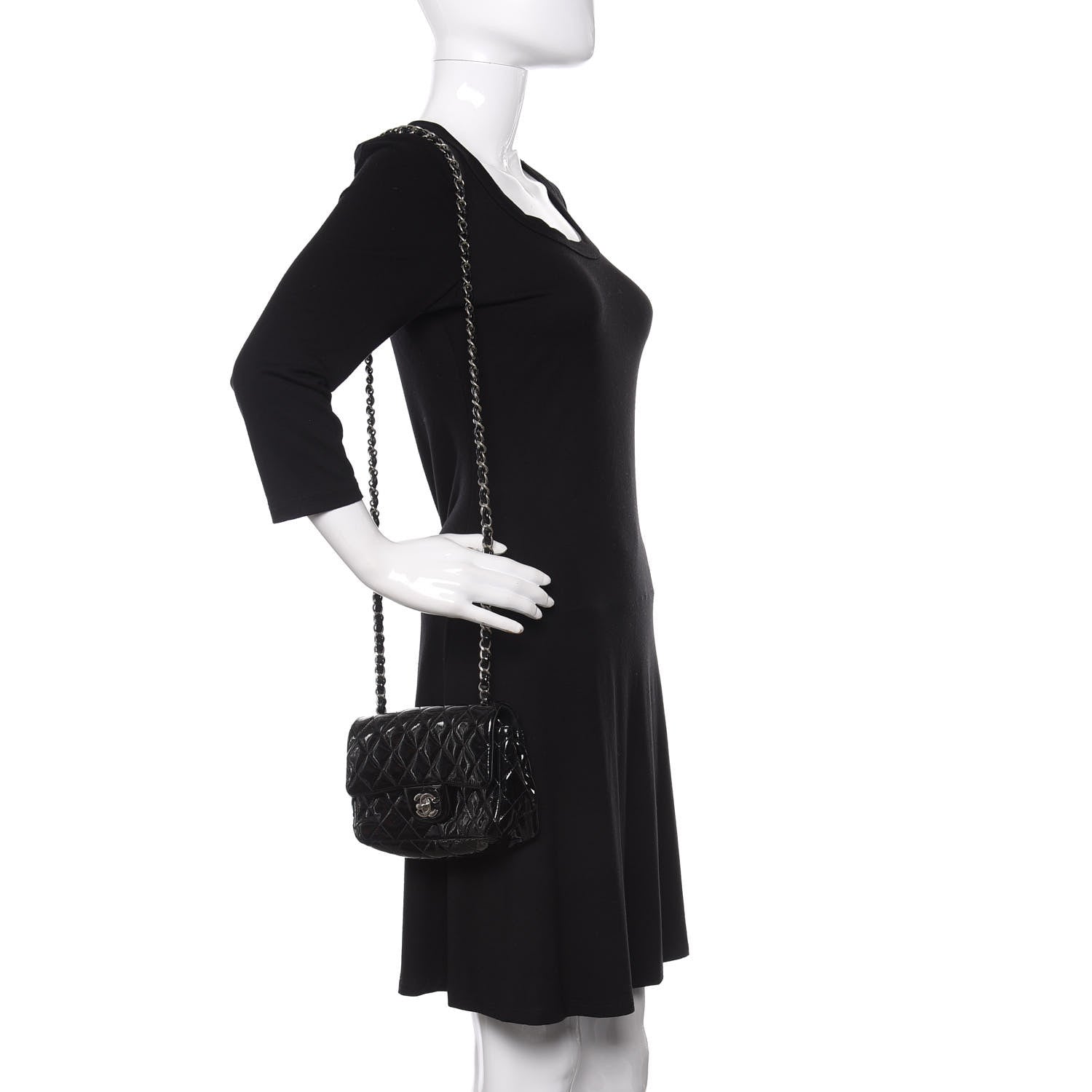 Chanel Patent Calfskin Quilted Mini Rectangular Flap Black 2 of 11