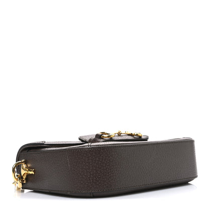 Gucci Monogram Jumbo GG Textured Dollar Calfskin Web Mini Horsebit 1955 Shoulder Bag Camel Ebony New Acero 4 of 10