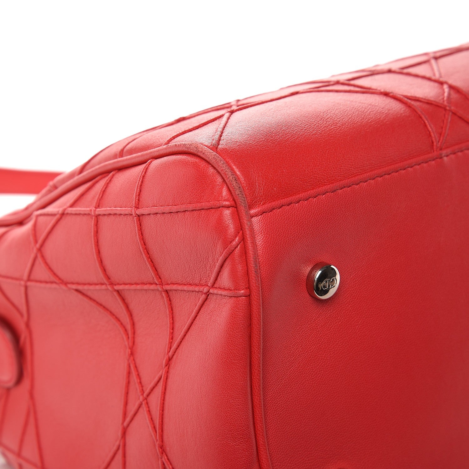 Christian Dior Lambskin Cannage Granville Polochon Coral 15 of 16
