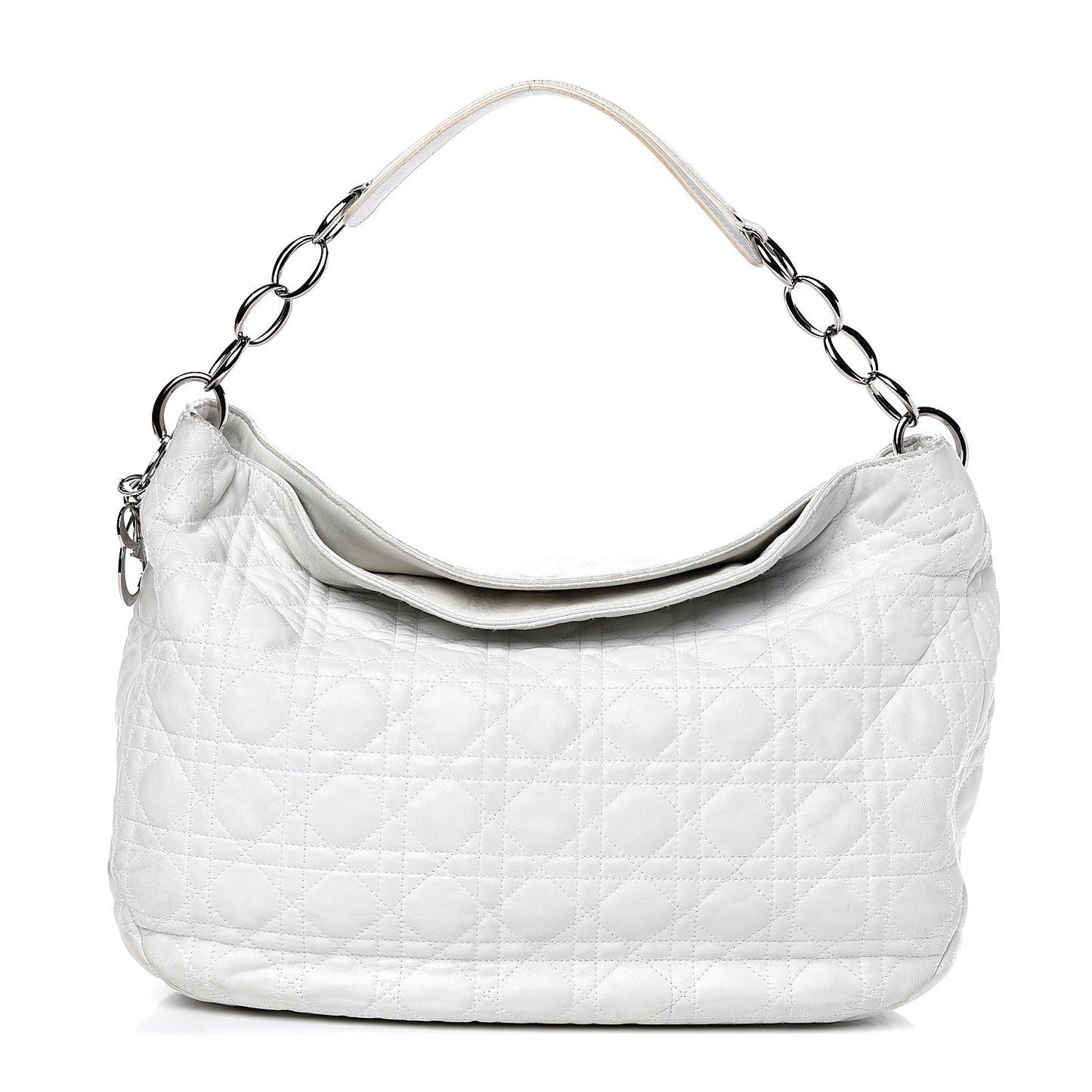 Lambskin Cannage Large Dior Soft Hobo White