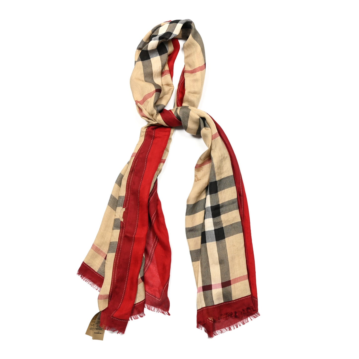 Modal Cashmere Haymarket Check Color Border Scarf Red