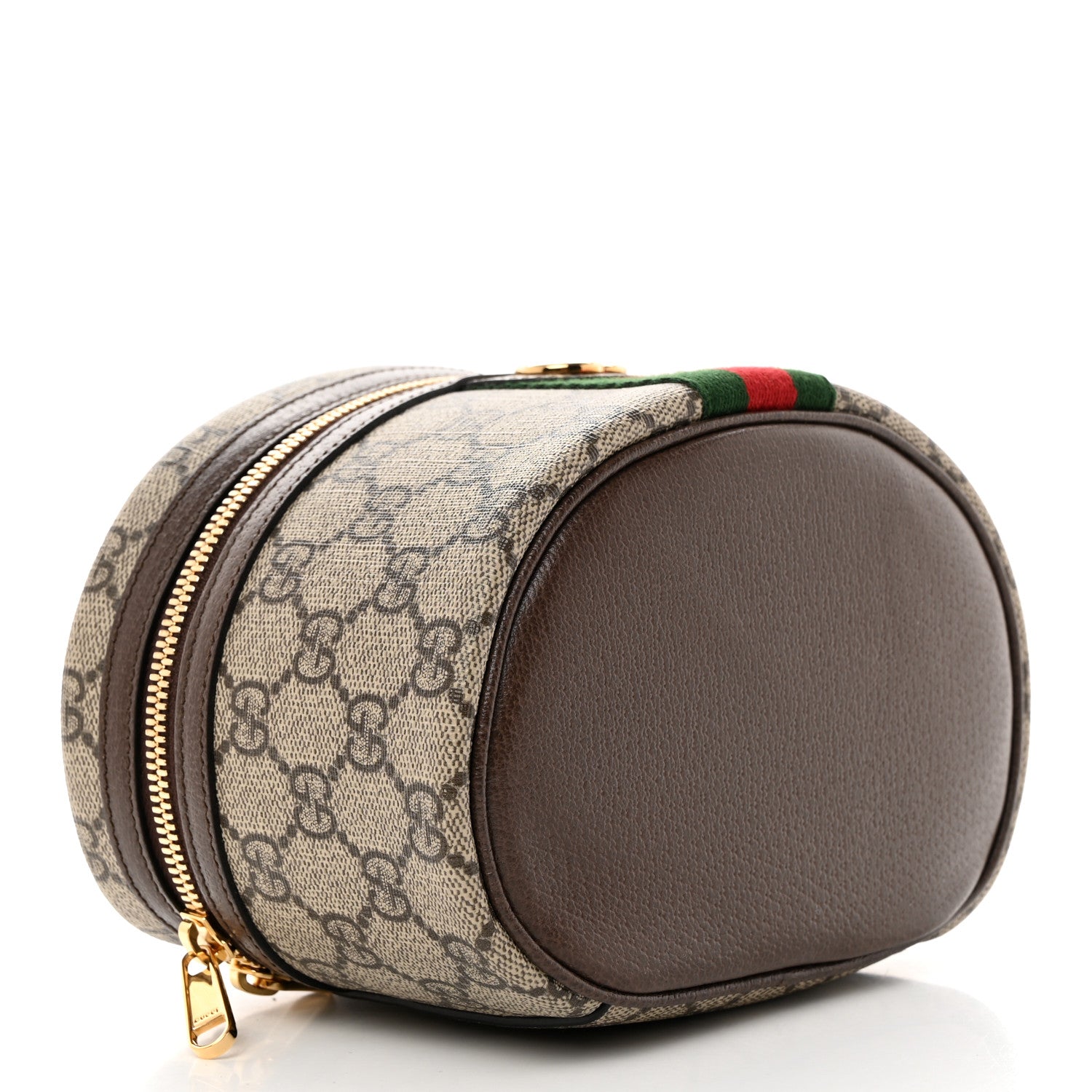 Gucci GG Supreme Monogram Textured Calfskin Web Ophidia Vanity Cosmetic Case Beige Ebony New Acero 4 of 10